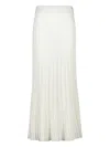 Balmain Pleated Knitted Maxi Skirt In White