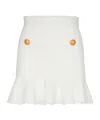 Balmain Pointelle Ribbed-knit Mini Skirt In White