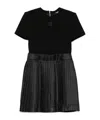 Balmain Pleated Logo Dress In Black