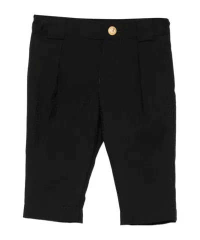 Balmain Pleated Logo-patterned Trousers In Black