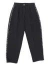Balmain Pleated Logo-tape Trousers In Black