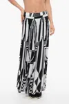 Balmain Pleated Longuette Skirt With Geometric Print In Multi