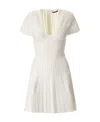 Balmain Pleated Mesh Mini Dress In White