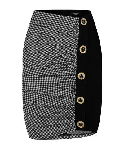 Balmain Pleated Midi Skirt In Black