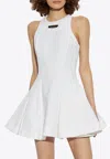 Balmain Halter Double-collar Sleeveless Mini Flare Dress In White