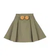 Balmain Pleated Grain Du Poudre Wool Mini Skirt In Green