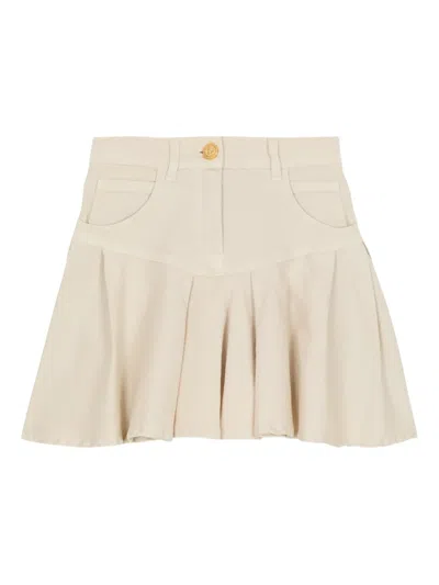 Balmain Kids' Pleated Mini Skirt In Neutral