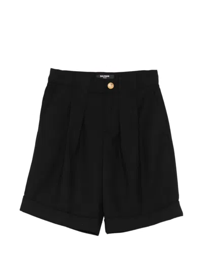Balmain Kids' Pleated Shorts In Black