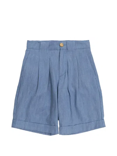 Balmain Kids' Pleated Shorts In Blue