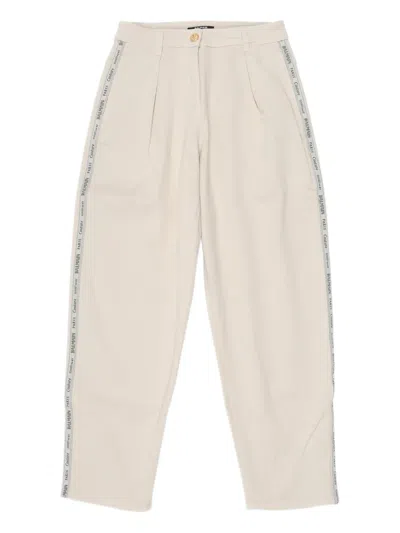 Balmain Kids' Pleated Side-stripe Trousers In Neutral