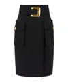 Balmain Structured Midi Wrap Skirt In Black