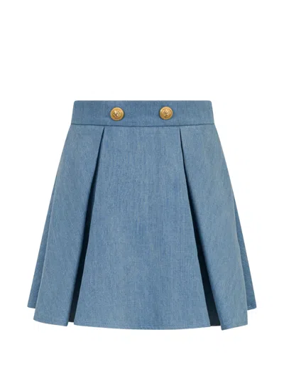 Balmain Kids' Pleated Skirt In Blue