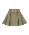 Balmain Pleated Grain Du Poudre Wool Mini Skirt In Green