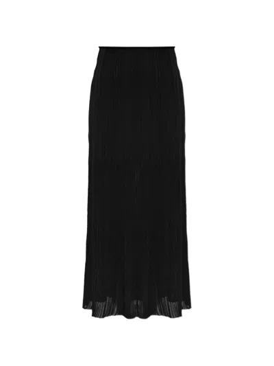 Balmain Elastic Waist Midi Skirt In Black