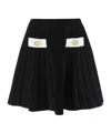 Balmain 2-button Velvet Knit Flared Mini Skirt In Black