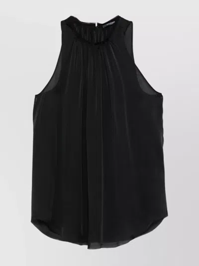 Balmain Pleated Sleeves With Sheer Panels In Black