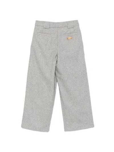 Balmain Kids' Pleated Straight-leg Trousers In Gray