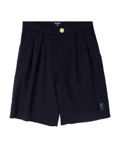 Balmain Pleated Tailored Shorts In Black