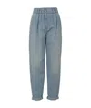 Balmain Pleated Tapered Jeans In Gray