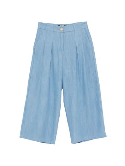 Balmain Kids' Pleated Trousers In Blue