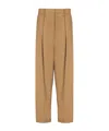 Balmain Pleated Cotton Trousers In Nude
