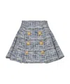 Balmain Space-dyed Cotton-blend Miniskirt In Blue