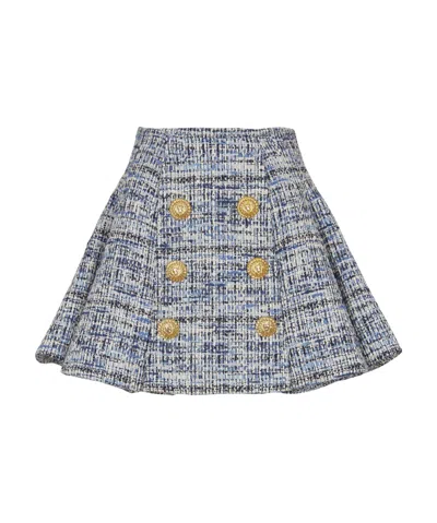 Balmain A-line Silhouette Tweed Skirt In Blue