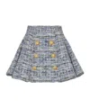 Balmain Space-dyed Cotton-blend Miniskirt In Gray