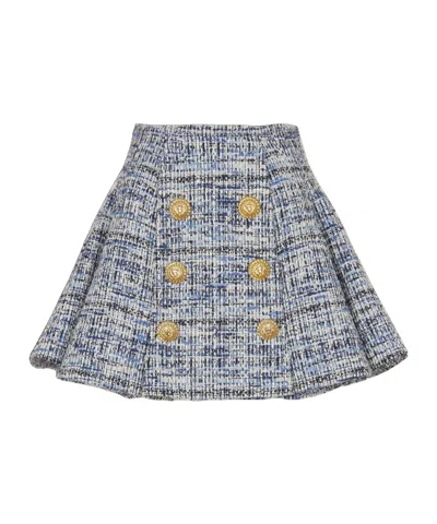 BALMAIN BALMAIN BUTTON DETAILED TWEED SKIRT