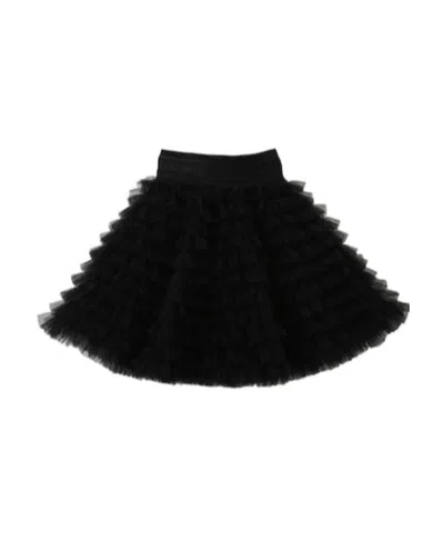 Balmain Kids' Pleated Tulle Skirt In Black