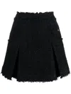 Balmain Pleated Tweed Miniskirt In Black
