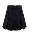 Balmain Pleated Tweed Miniskirt In Black
