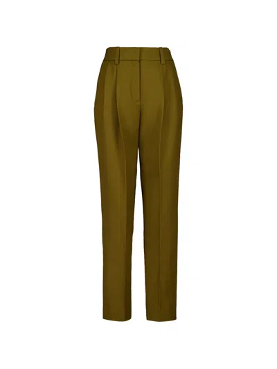 Balmain Pleated Twill Trousers In Green