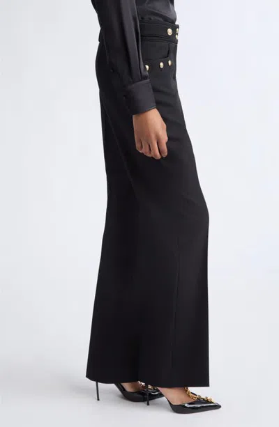 Balmain Pleated Virgin Wool Gabardine Trousers In Black