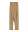Balmain Pleated Cotton Trousers In Neutrals
