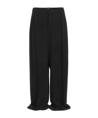 Balmain Pleated Wide-leg Casual Pants In Black