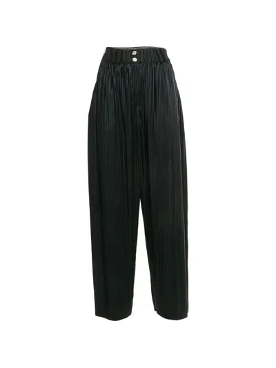 Pre-owned Balmain Pleated Wide-leg Trousers In Black