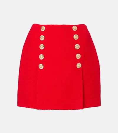 Balmain Pleated Wool-blend Miniskirt