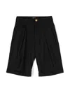 Balmain Pleated Wool Shorts In 黑色