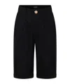 Balmain Pleated Wool Shorts In Black