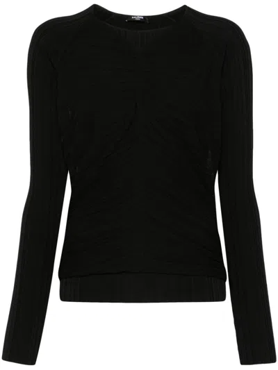 Balmain Plissé Blouse In Black