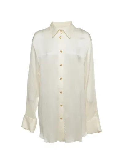 Pre-owned Balmain Plissé Shirt Dress In Neutrals