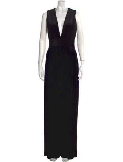 Pre-owned Balmain Plunge Neckline Jumpsuit In Black