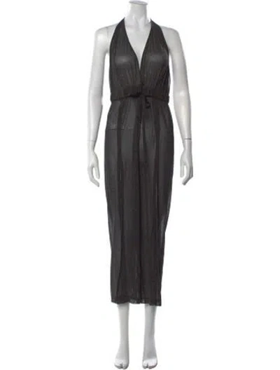 Pre-owned Balmain Plunge Neckline Jumpsuit In Black