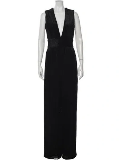 Pre-owned Balmain Plunge Neckline Jumpsuit W/ Tags In Black