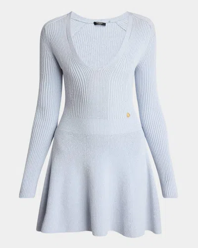 Balmain Ribbed-knit Mini Dress In 6ac Transparent