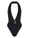 Balmain Plunging V-neck One-piece Swimsuit