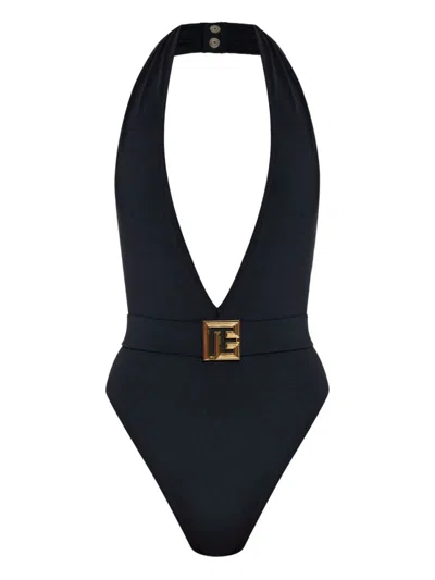 Balmain Plunging V-neck One-piece Swimsuit