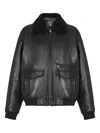 Balmain Lambskin Aviator Bomber Jacket In Black