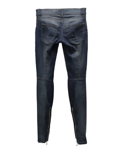 Balmain Pocket Skinny Jeans In Blue Cotton